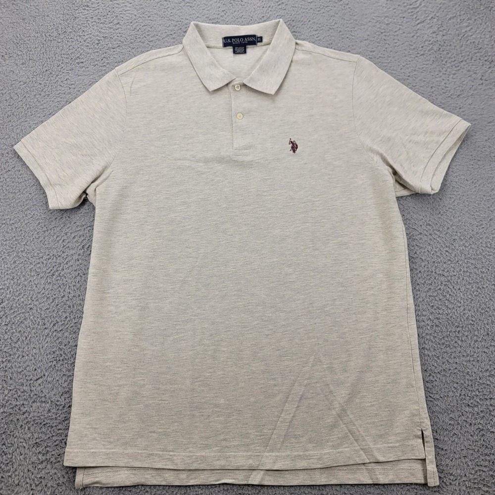 US Polo Assn Shirt Mens XL Tan Polo Golf Classiccore Pony Short Sleeve Collared
